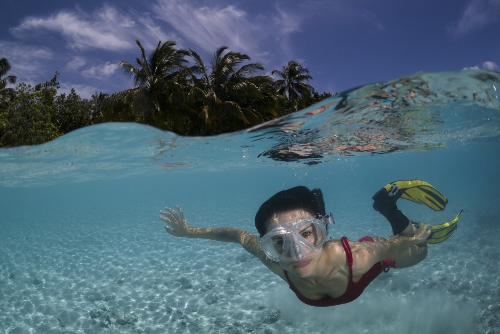 girl snorkeling in freshwater springs