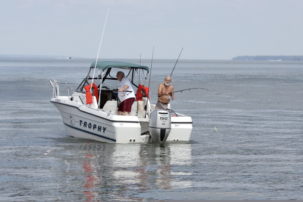 men on a boat fishing